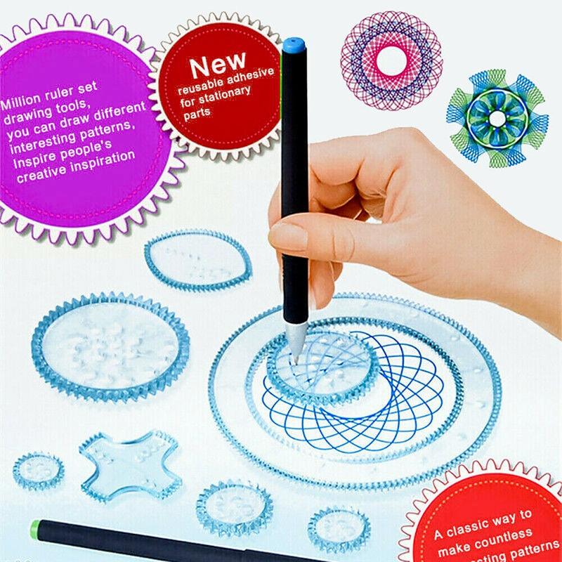 27 Pcs Tin Draw Drawing Art Original Spirograph Design Set Craft Create Kids Toy