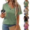 Женский модный однотонный повседневный топ с V-образным вырезом и короткими рукавами на пуговицах