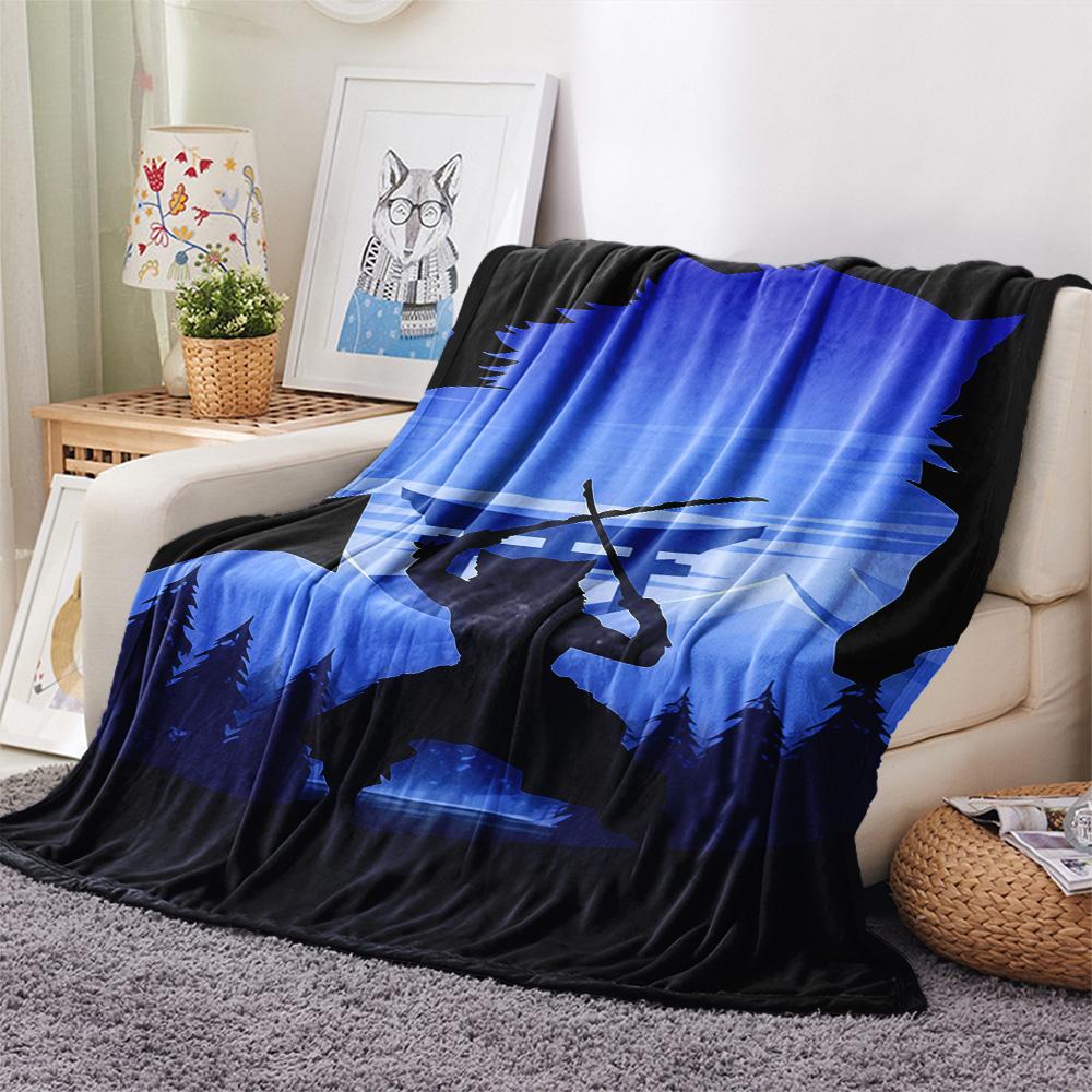 1PC Demon Slayer Black Patterned Flannel Blanket Suitable For All Seasons For Home Decor Warmth And Comfort Gifts Holiday Present