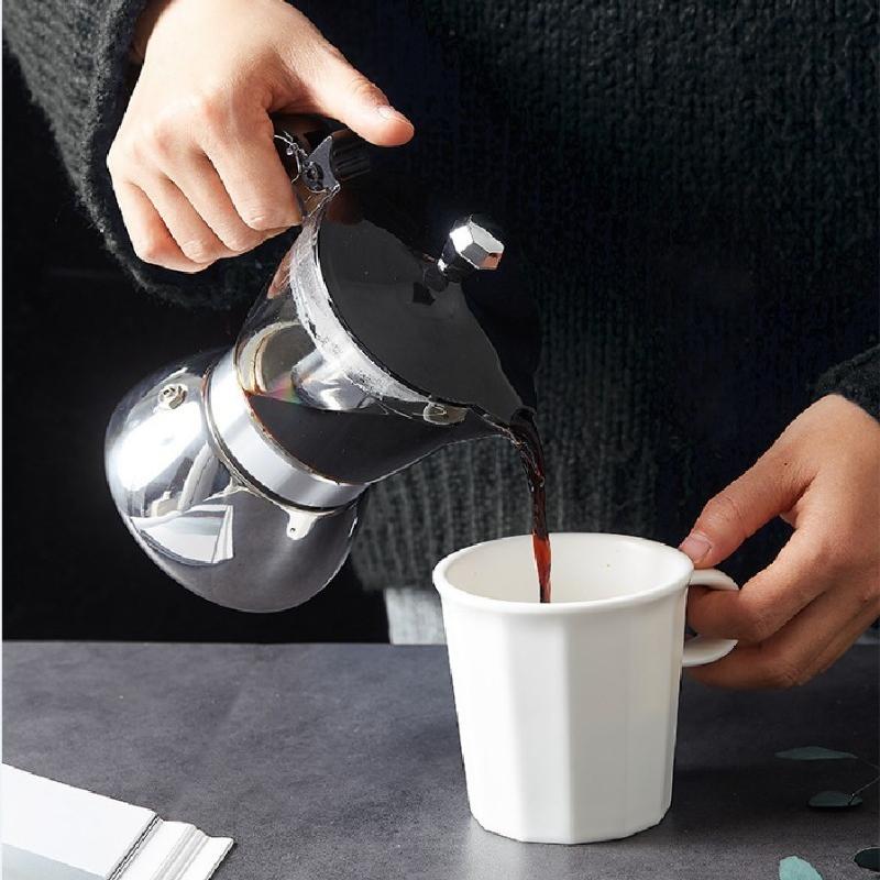 Transparent Moka Pot 4/6 Cups Household Espresso Italian Coffee Brewing Kettle for Electric Stove Stainless Steel Moka Pot