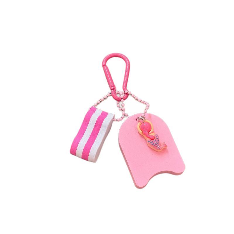 Cute Swimming Doll Keychain with Mini Floating Board Pendant Sturdy Clasp for Pencil Case Decor Kids Reward