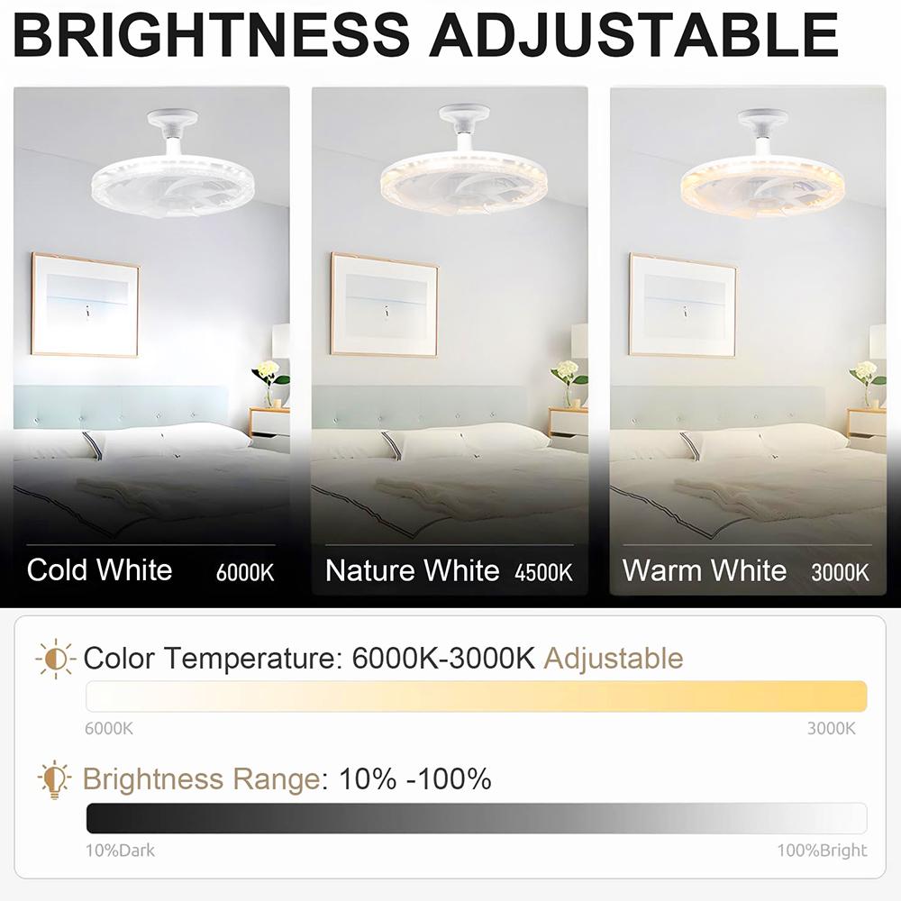 E27 Цоколь Потолочный Вентилятор Светильник Диммируемый 4 Скорости Ветра Пульт Дистанционного Управления Скрытый Монтаж Вентиляторы Охлаждения Лампа Для Спальни Гостиной Кухни