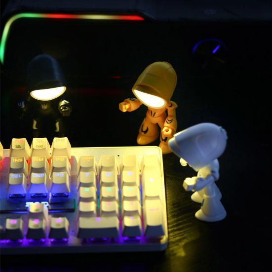 Подвижный робот-ночник, светодиодная настольная лампа с гибким плечом, беспроводной портативный декор для офиса, спальни