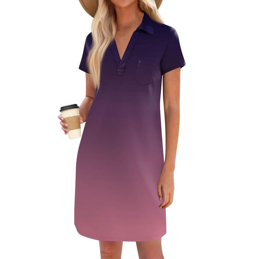 Женская мода повседневная свободная футболка с коротким рукавом и V-образным вырезом с маленьким карманом