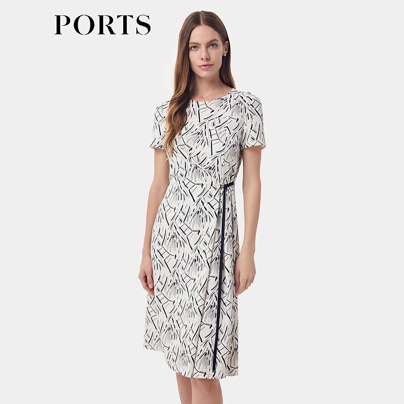 PORTS Women's Spring/Summer Pleated Waist Floral Print Dress