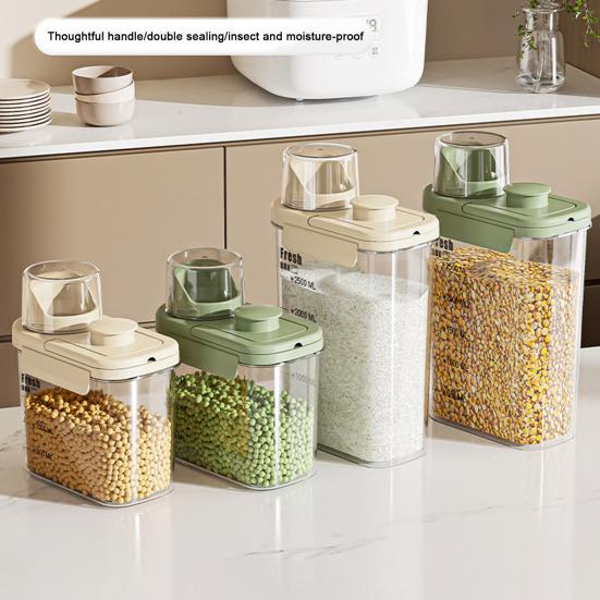 Диспенсер для сухих продуктов с ручкой, влагозащищенный и пыленепроницаемый, прозрачное ведро для рисовых зерен, пластиковый резервуар большой емкости для соевой муки