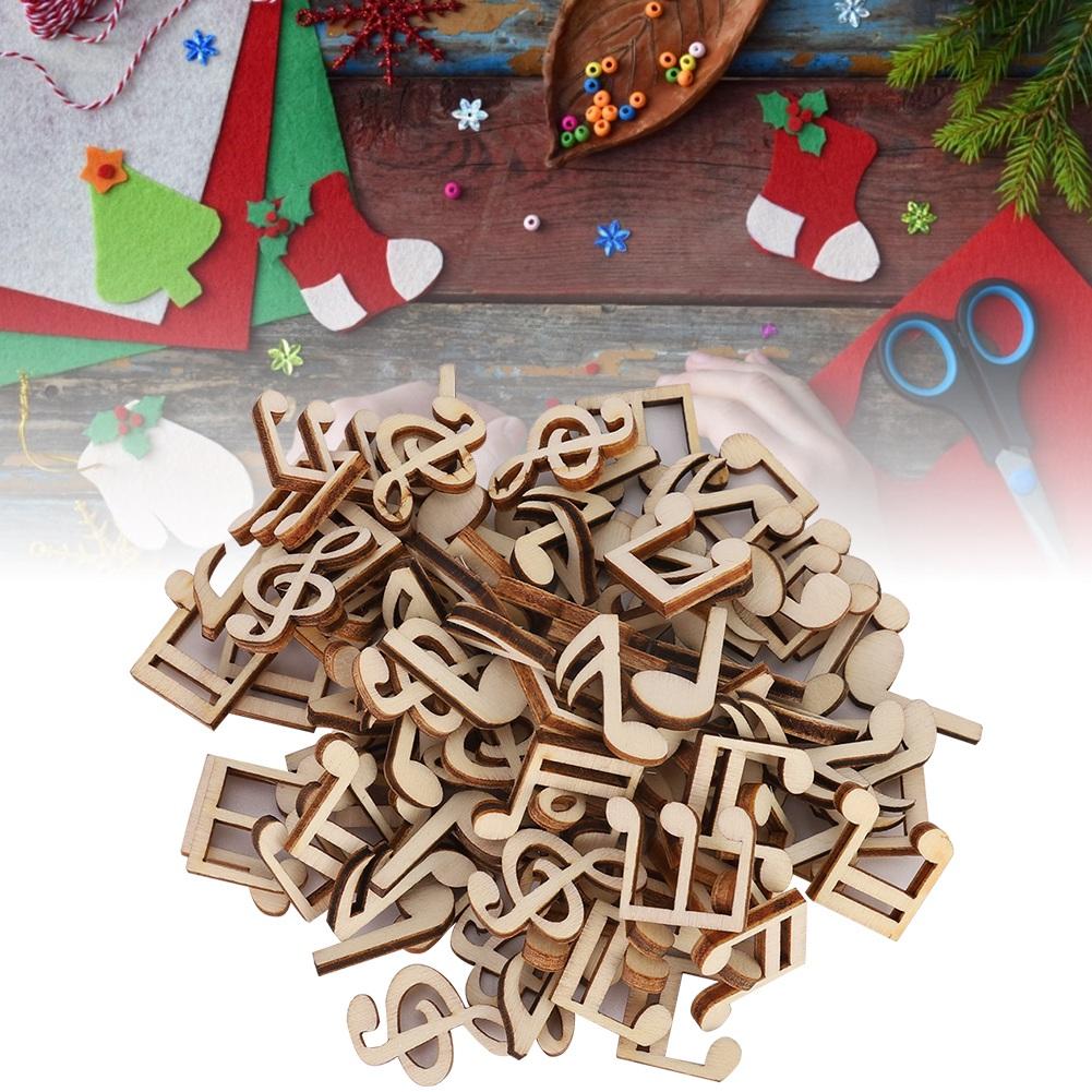 100 Pcs Wooden Music Note Mixed Decorative 2cm Note Clip for Decoration Accessory CDN