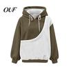 Fleece Animal Transport Shirt Pet Pouch Hoodie, Oversized Cat Dog Carrier Sweatshirt, Lined Long Small Pocket Pullover Sleeve Top with Large for Puppy
