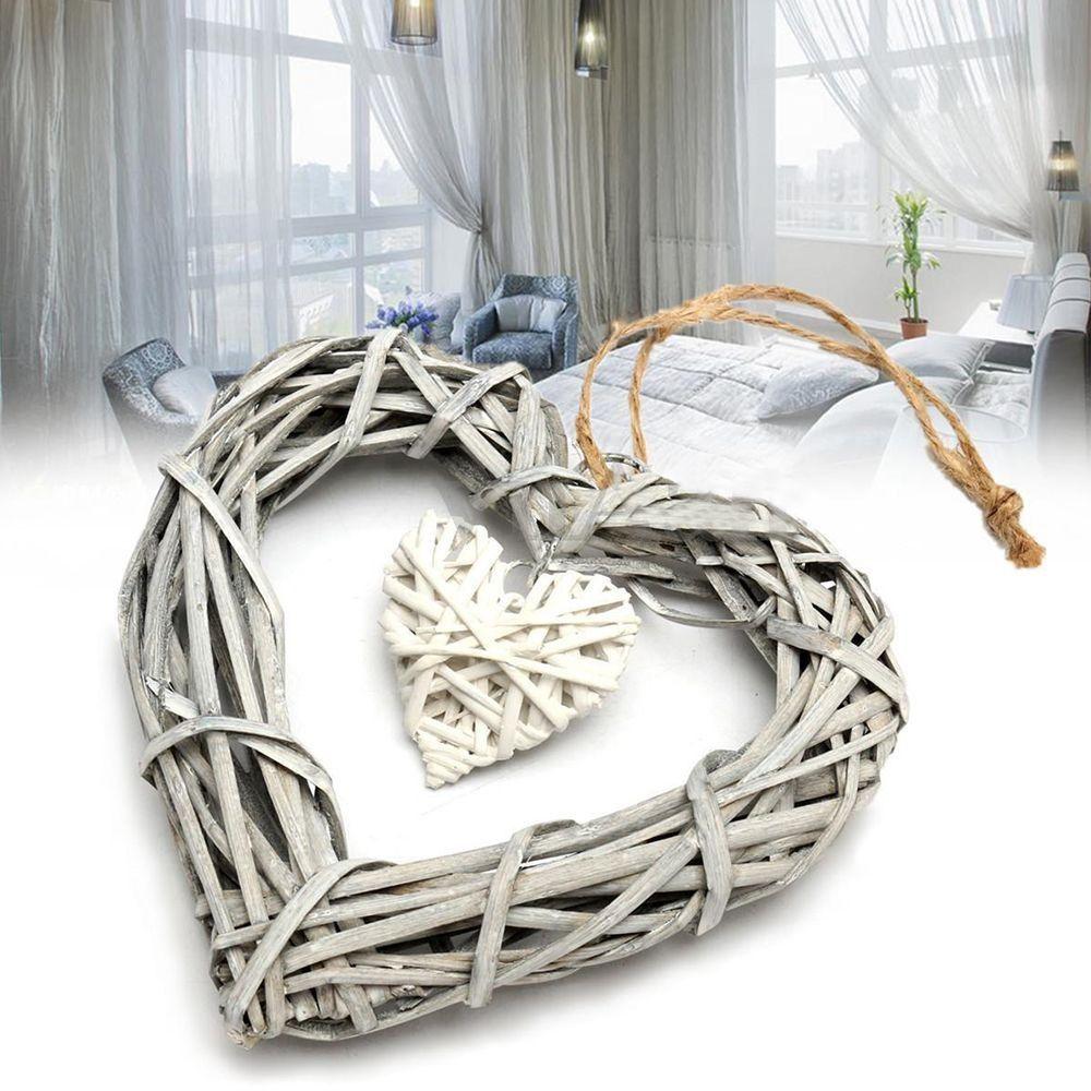 DIY Heart-shaped Pendants Wall Hanging Artificial Woven Wreaths  Wedding