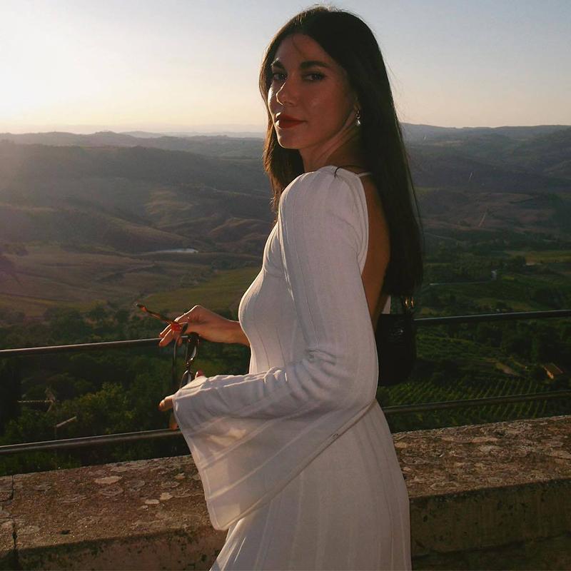 Вязаное платье с длинным рукавом и открытой спиной для женщин, летнее тонкое трикотажное платье с высокой талией, длинные платья, женское вечернее модное элегантное вечернее платье для отдыха