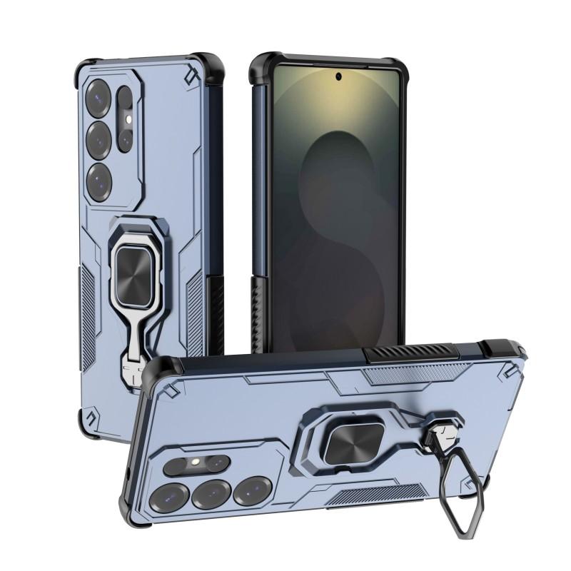Для Samsung Galaxy S25 Ultra Чехол для телефона WANLONFENG PC TPU Задняя крышка Подставка с Закаленным стеклом