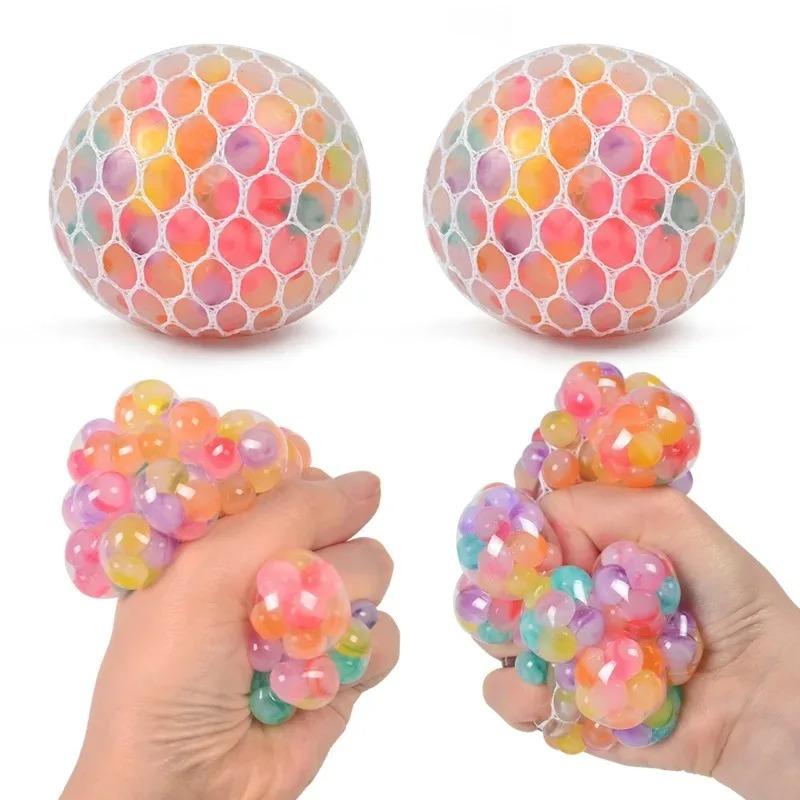Rainbow Bead Stress Ball Squishy Balls Fidget for Adults Stress Relief Sensory Sticky Balls Squeeze Balls Party Favors & Gifts