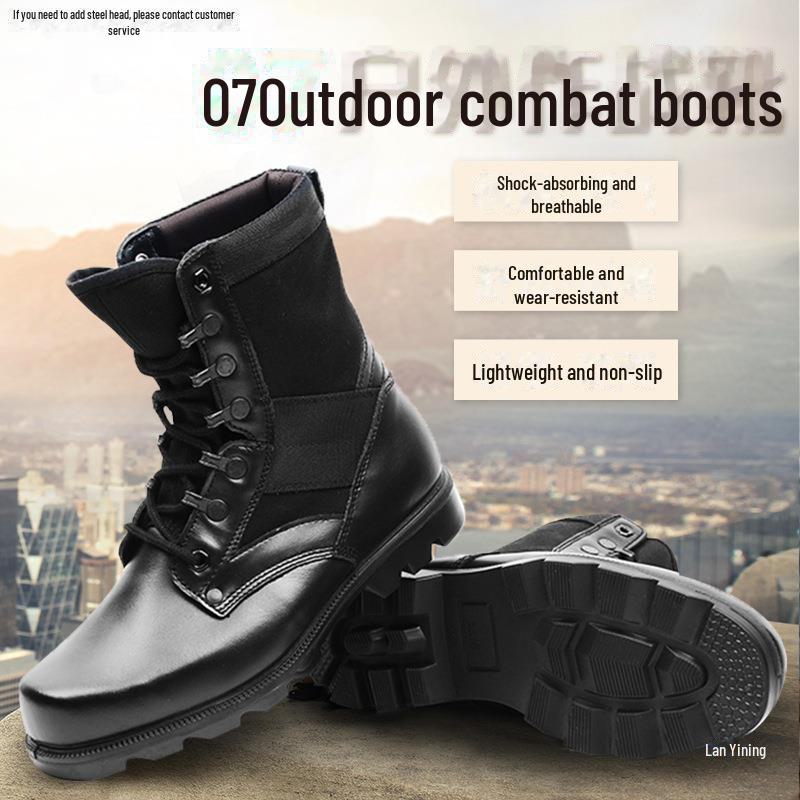 Мужские армейские ботинки: Воздухопроницаемый, амортизирующий, водонепроницаемый стальной носок; Женская защитная обувь с высоким берцем для тренировок на открытом воздухе