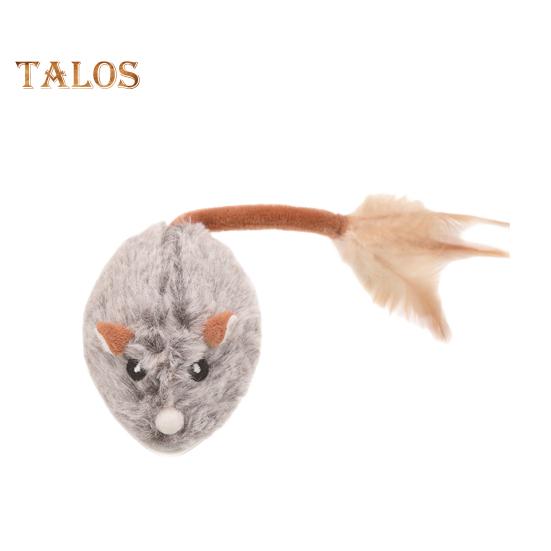 Электрическая мышь, игрушка для кошек, USB-перезаряжаемая интерактивная игрушка для котят с перьевым хвостом, автоматическая движущаяся плюшевая мышь для домашних кошек