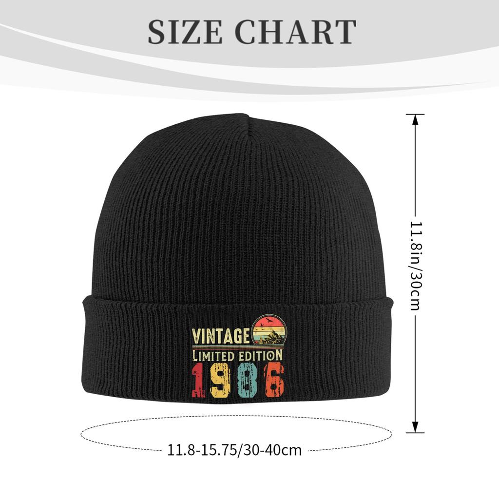 Born in 1986 vintage age 40 years old funny 40th birthday Rib Knit Cuffed Beanie For Unisex Warm Knitted Skull Cap