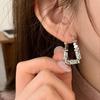 Niche Design Sense Flash Diamond Broken Silver Ear Buckle Women'S Unique Personality Fashion Elegant Temperament Versatile Earrings Earrings