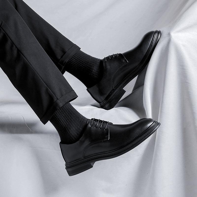 Мужские остроносые кожаные туфли, деловые, повседневные, под костюм, коричневые, в британском стиле, трендовые, дерби, дышащие, 19932-F