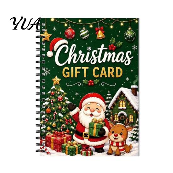 Decorative Holiday Keepsake Album Christmas Gift Card Book, 7" x 5" Spiral Bound Merry Customizable Cash Booklet, Greeting Album, Personalized