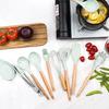 12Pcs Silicone Kitchenware Utensils Cooking Tool Wood Handel Resistant Non-Stick Cooking Utensils Kitchen Accessories