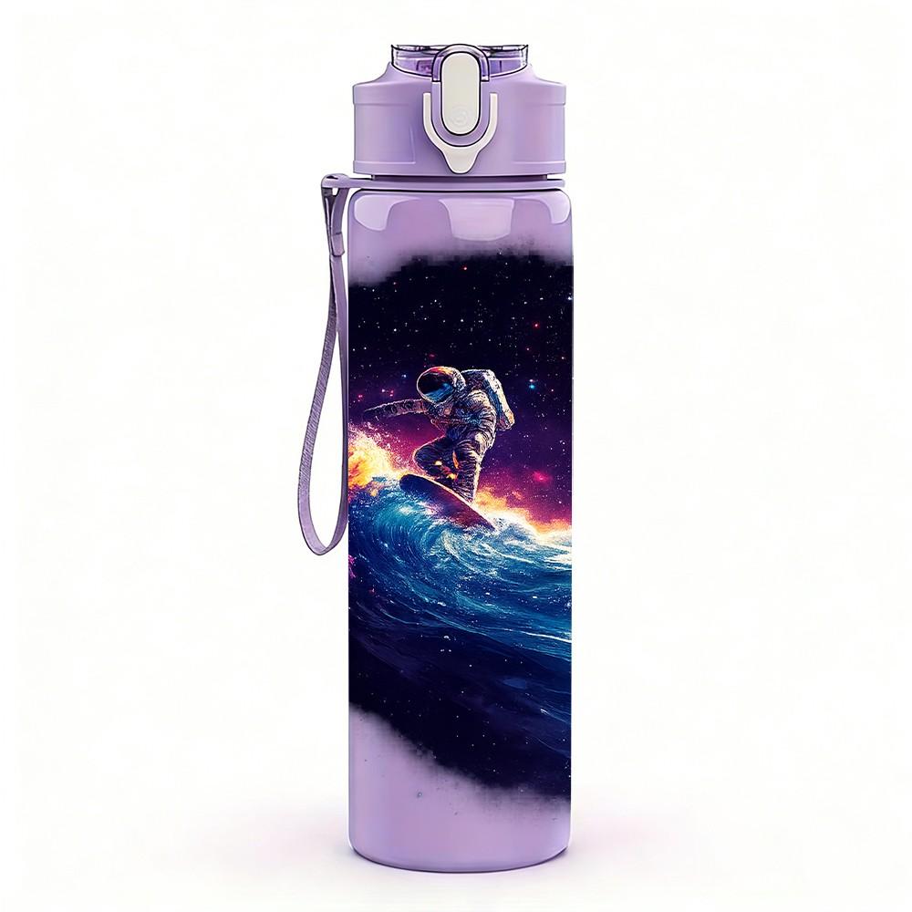 1PC Galaxy Nebula Space Cosmic Print 750ml Color Plastic Sports Water Bottle Leakproof Flip Straw Lid Suitable for Sports Office Home Use