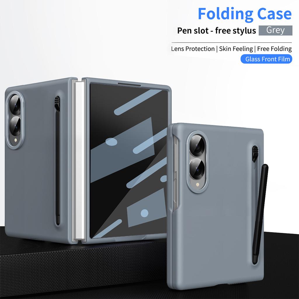 Для Samsung Galaxy Z Fold8 Чехол роскошное ощущение кожи складной встроенный слот для стилуса с закаленной пленкой Чехол для ZFold 8 WIDE Funda