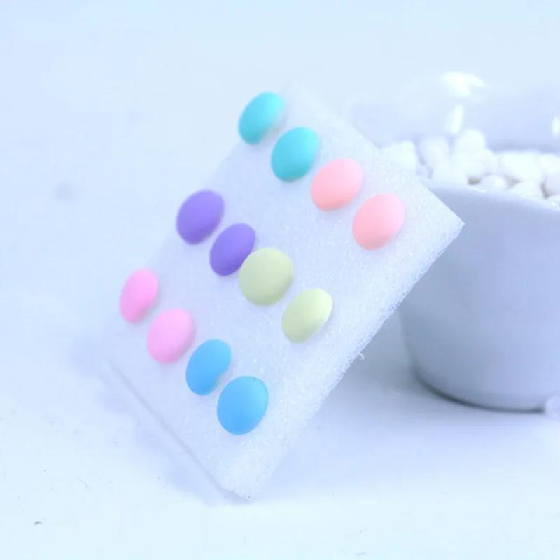 Модный ювелирный бутик Резиновые матовые серьги Серьги 6 пар пластиковых гвоздиков