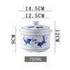 Blue & White Ceramic Double-Boiler Stew Pot with Lid, High Temperature Resistant, Ideal for Bird's Nest Soup and Stews.