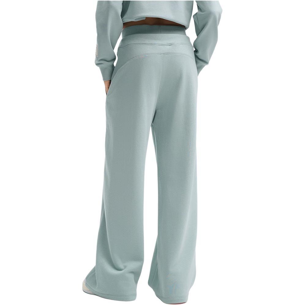 FILA ORIGINALE Casual Loose Fit Fleece Lined Antibacterial Wide Leg Knitted Sweatpants Women's Chaos Gray Green F51W449602F-GN