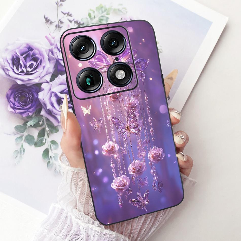For Motorola Signature Cute Flower Butterfly Cat Painted Case For Motorola Signature XT2603-2 Black Silicone Soft Phone Cases