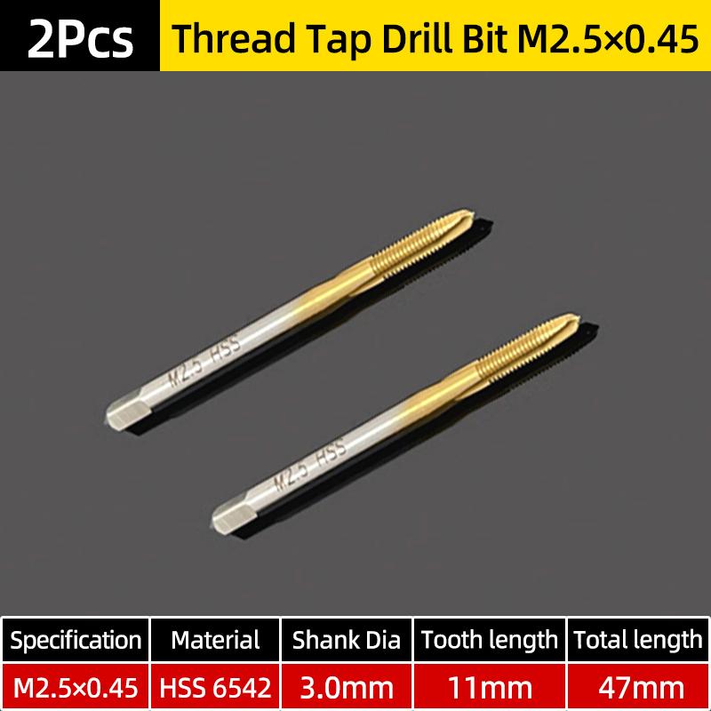 Machine Thread Tap Drill Bit HSS 6542 Titanium Metric Screw Machine Taps Straight Flute Hand Tool M2/M2.5/M3/M3.5/M4/M5/M6/M8