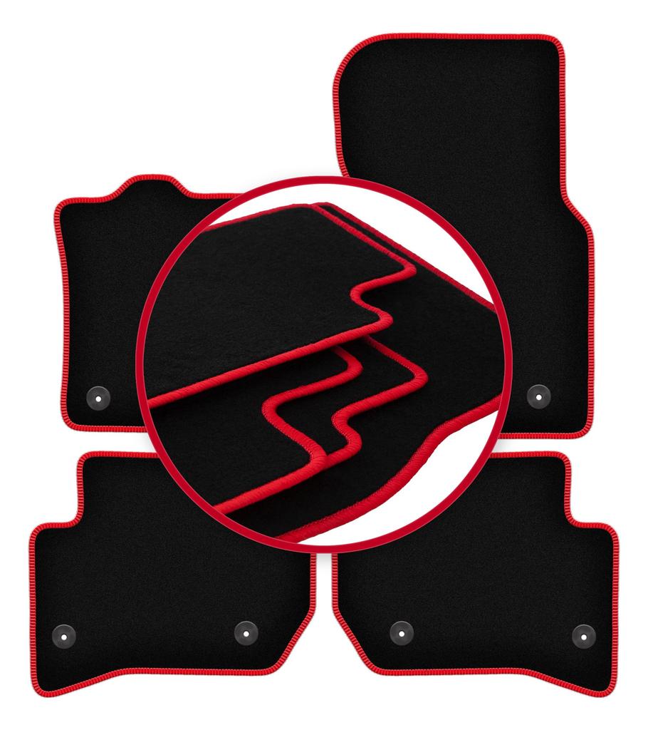 Velour floor mats with red edge for: Land Rover Velar SUV (2017-)