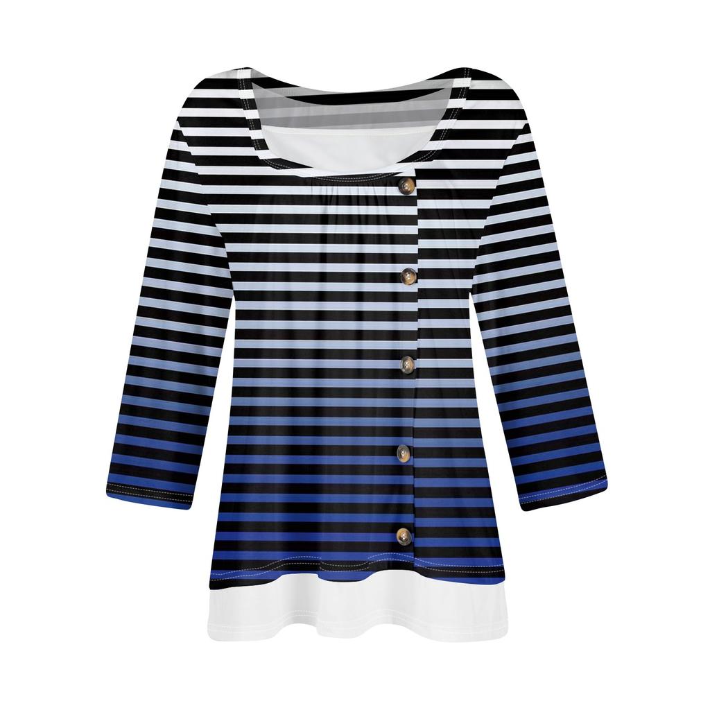 Women's T Shirt Tee Print 3/4 Sleeve Fake Two Pieces Daily Weekend Fashion Basic Regular Top