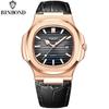 BINBOND Top Brand Men's Quartz Wristwatch Fashion Leather Strap Waterproof Luminous Calendar Luxury Business Men Watch