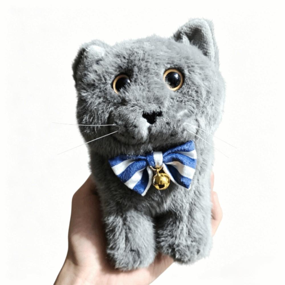 Gray Cat Stuffed Kitten Keychain Bow Tie Cat Plush Keychain Fashion Plush Cat Keychain Birthday