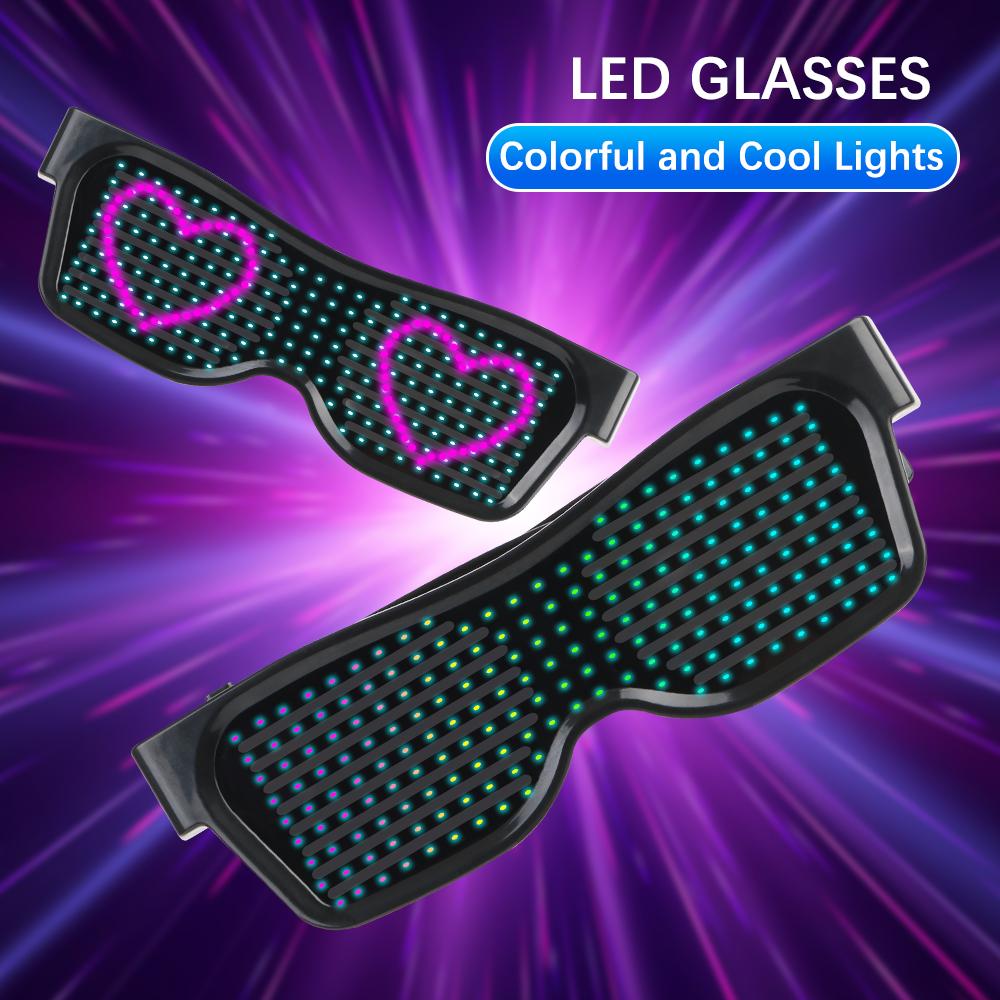 LED Electronic APP Bluetooth Futuristic Eyewear Prop For Party Bar Festival Performance USB DIY Luminous Glasses Portable