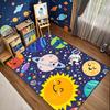 Детский ковер «Солнечная система» - Ковер для игровой комнаты на тему галактики, Нескользящий коврик для пола с принтом планет для спальни мальчика/девочки, Декор для класса