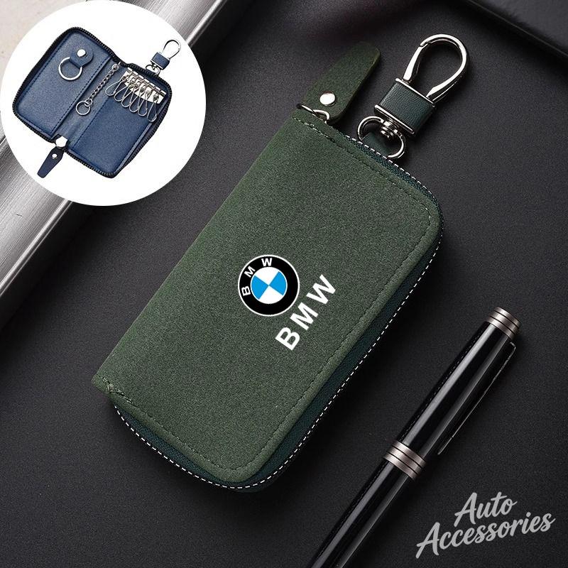 SQLI6 Leather Car Key Cover Case Multifunction Unisex Zipper Wallet Accessory For BMW 1 3 5 7 Series X1 X3 X4 X5 F10 F15 F16 F20 M3 M4