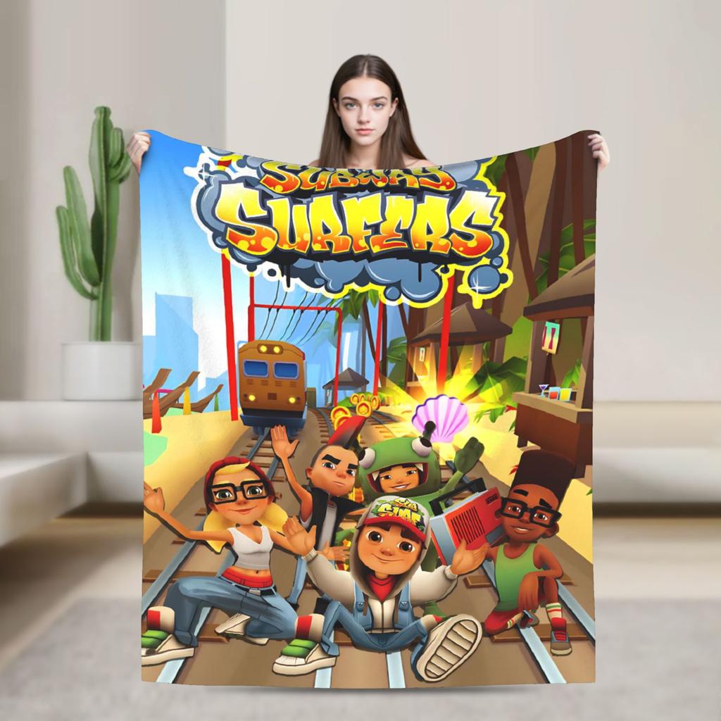 Мягкие пледы Декоративный Пледы Subway-Surfers Jake Tricky Фланелевое покрывало для гостиной Забавная накидка на диван-кровать