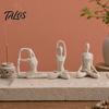 Набор из 3 абстрактных скульптур танцующих фигур йоги Talos, Полая фигурка танцовщицы с глянцевым золотым, матовым серебристым, черным и телесным покрытием, Современный декор для рабочего стола, спальни, гостиной
