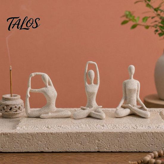Набор из 3 абстрактных скульптур танцующих фигур йоги Talos, Полая фигурка танцовщицы с глянцевым золотым, матовым серебристым, черным и телесным покрытием, Современный декор для рабочего стола, спальни, гостиной