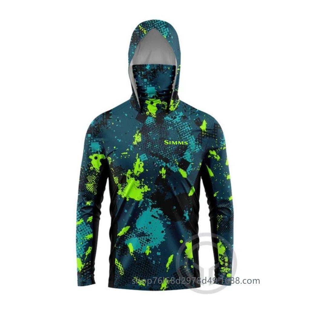 SIMMS Fishing Suit Fly Fishing Luya Hoodie Summer Men's Long Sleeve Sunscreen Clothing Hooded Mask Quick Drying Breathable