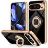Модный тонкий мягкий ТПУ Позолоченный чехол для телефона для Google Pixel 10 9 8 Pro XL Автомобильный магнитный кольцевой держатель Однотонный защитный чехол