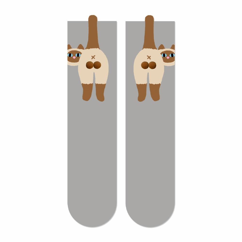 Влагоотводящие носки средней длины с рисунком кота и яйца, носки для пар, удобные хлопковые носки