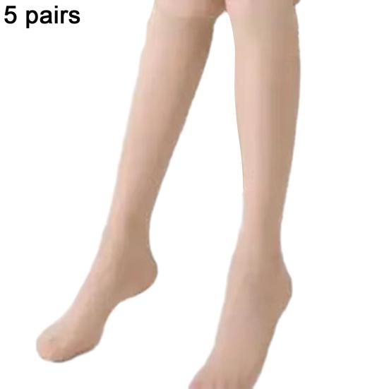 5 пар женских чулок Ультратонкие прозрачные высокоэластичные противоскользящие однотонные мягкие дышащие быстросохнущие женские длинные носки длиной до икры
