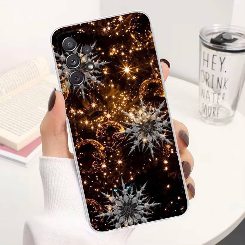 Арт Рождественские Снежинки Для Samsung A51,30,71,S9,Ultra,Lite,S23,22,21,Plus,10,20,FE, Прозрачный, Силиконовый Чехол