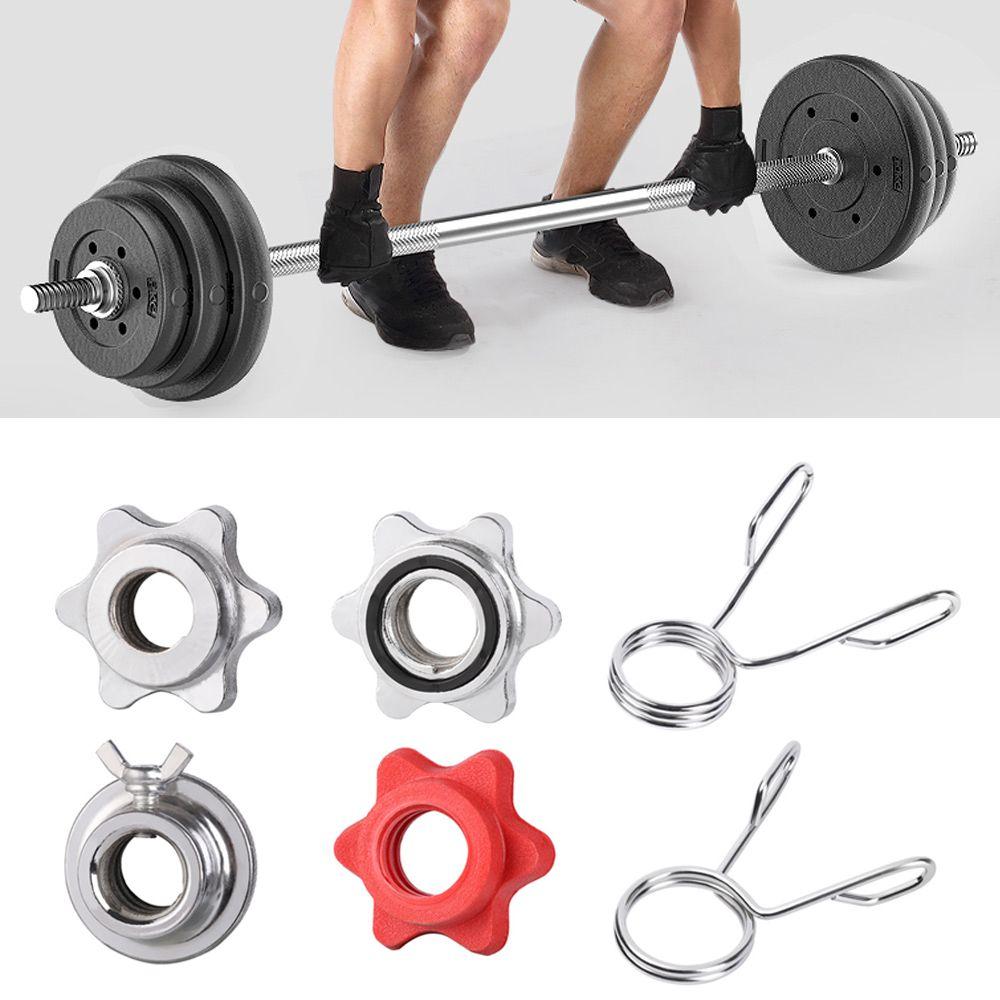 Durable Weight Gym Dumbbell Spinlock Collars Spin Lock Screw Check Nut Barbell Bar Clips