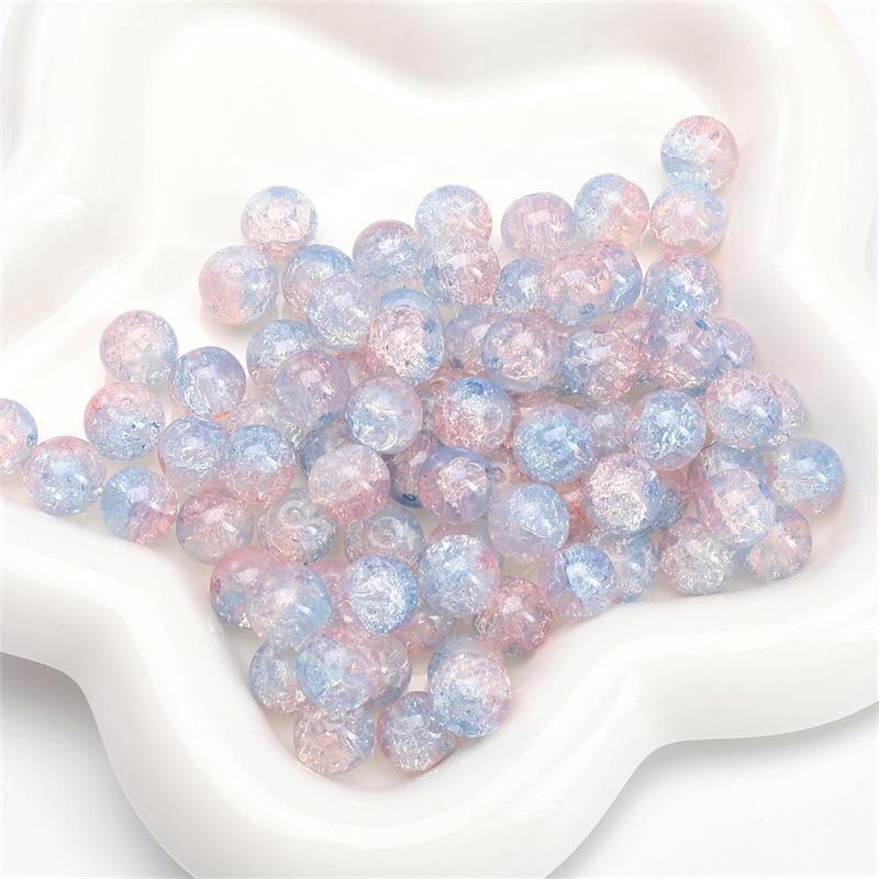 Комплект браслетов из бисера Summer Jelly Gold Glitter: Двойные стеклянные круглые бусины и полусахарные пузырчатые бусины