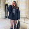 Однобортные пальто с лацканами женские свободные шерстяные с длинным рукавом карманы короткая куртка женская осень зима элегантные повседневные топы верхняя одежда