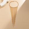 Trendy Heavy Metal Waterfall Tassel Necklace Gold Color Chunky Chain Statement Choker for Women Evening Party Jewelry Accessory