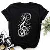 Plus Size Maycaur Harajuku Unisex T Shirt Music Note Printed Tops Unisex New Black T-shirt Ladies Fashion Graphic Tees Female Tops